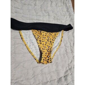 Sugar Coast Leopard Black And Yellow Mustard Women's Medium Swim Bottom Bikini